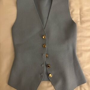 Zara Light Blue Maxi Dress with Gold Buttons